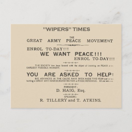 Geschiedenis, Facsimile header van Wipers Times 19 Briefkaart (Voorkant)