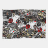 Geschiedenis herhaalt, roos schedel patroon theedoek (Horizontaal)