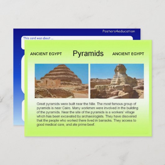 Geschiedenis, het oude Egypte, Pyramiden Briefkaart (Voorkant / Achterkant)