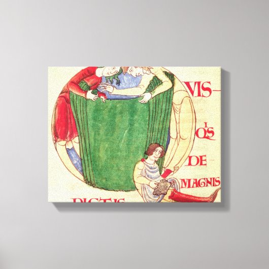 Geschiedenis initiaal "Q" met drapers Canvas Afdruk (Voorkant)