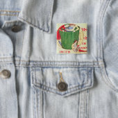 Geschiedenis initiaal "Q" met drapers Vierkante Button 5,1 Cm (In situ)