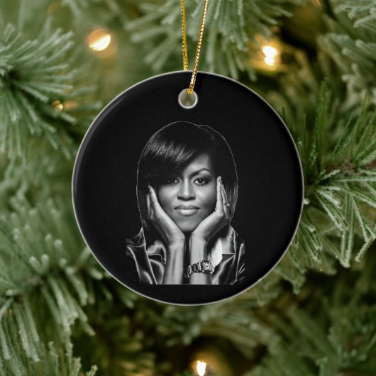 GESCHIEDENIS IS GEMAAKT TOT MICHELLE OBAMA KERAMISCH ORNAMENT (Boom)