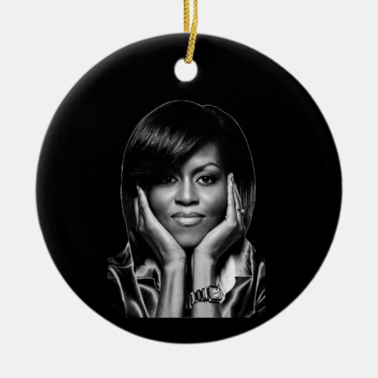 GESCHIEDENIS IS GEMAAKT TOT MICHELLE OBAMA KERAMISCH ORNAMENT (Voorkant)