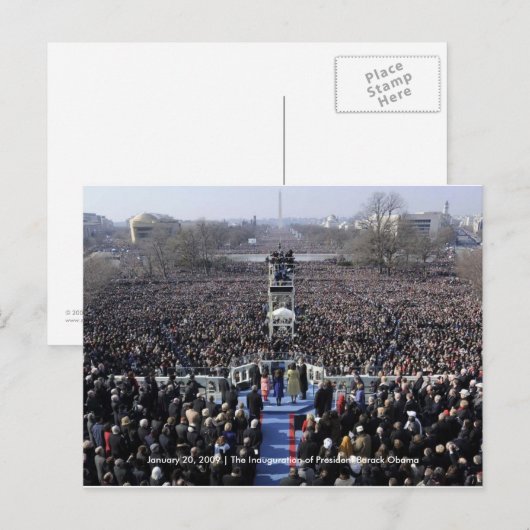 GESCHIEDENIS: Krowd bij Obama's Inauguratie Briefkaart (Voorkant / Achterkant)