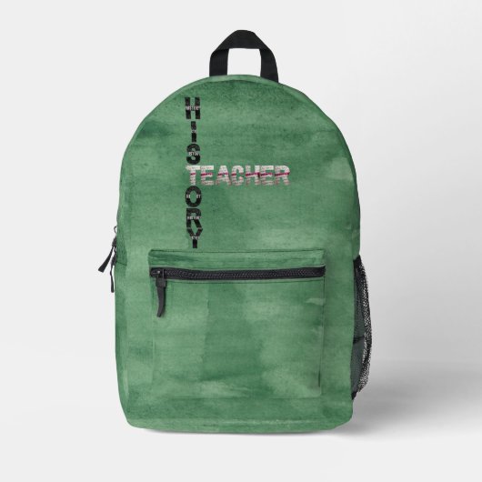 Geschiedenis Leraar Terug naar School schoolbord R Bedrukte Rugzak (Voorkant)