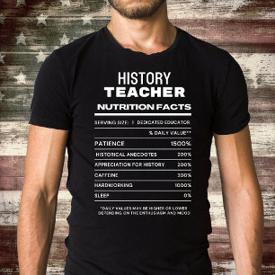 Geschiedenis Leraar Voeding Feiten Grappig T-shirt