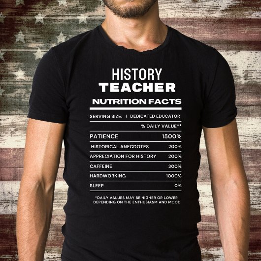 Geschiedenis Leraar Voeding Feiten Grappig T-shirt