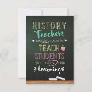 Geschiedenis Leraren die van onderwijs houden Bedankkaart