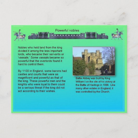 Geschiedenis, middeleeuwen, krachtige nobles briefkaart (Voorkant)