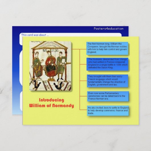 Geschiedenis, middeleeuwen, William of Normandy Briefkaart (Voorkant / Achterkant)