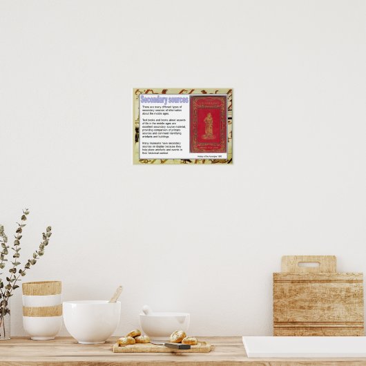 Geschiedenis, middeleeuwse, secundaire bronnen poster (Keuken)