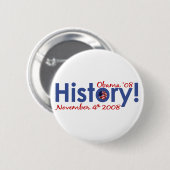 Geschiedenis Obama wint 2008 Ronde Button 5,7 Cm (Voorkant /achterkant)