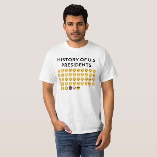 Geschiedenis ons presidenten grappig t-shirt (Voorkant volledig)