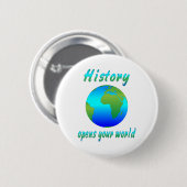 Geschiedenis opent werelden ronde button 5,7 cm (Voorkant /achterkant)