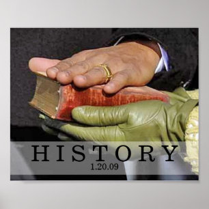 GESCHIEDENIS: President Obama Hand over de Bijbel  Poster