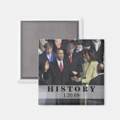 GESCHIEDENIS: President Obama-openingsceremonie Magneet (Voorkant / Achterkant)