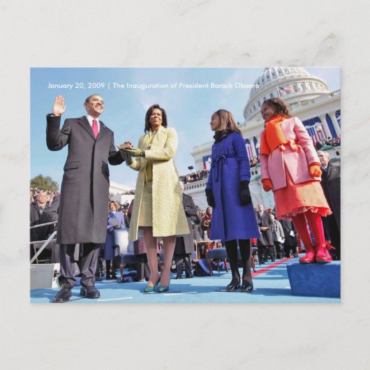 GESCHIEDENIS: President Obama's openingsceremonie Briefkaart (Voorkant)
