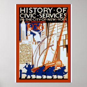 Geschiedenis van burgerdiensten ~ NY~ Fire ~ 4 ~ Poster