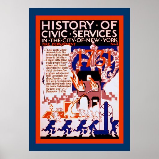 Geschiedenis van de Civiele Diensten ~ NY~ Fire ~ Poster (Voorkant)