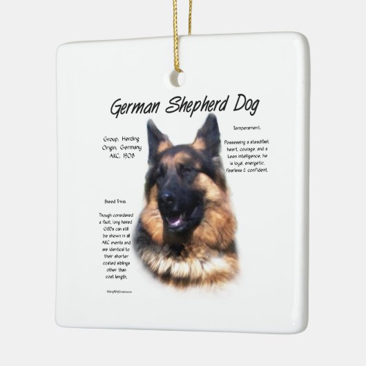 Geschiedenis van de Duitse herderhond (longhair) Keramisch Ornament (Links)