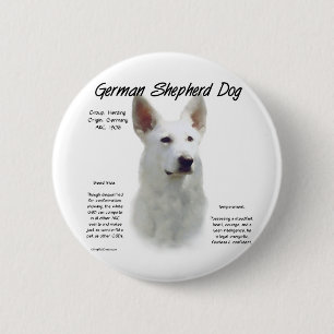 Geschiedenis van de Duitse herderhond (wht) Ronde Button 5,7 Cm