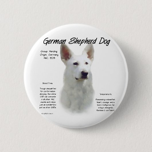 Geschiedenis van de Duitse herderhond (wht) Ronde Button 5,7 Cm (Voorkant)