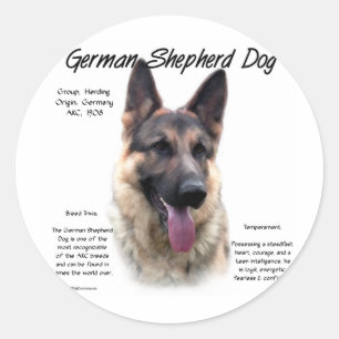 Geschiedenis van de Duitse Shepherd Dog (sable) Ronde Sticker