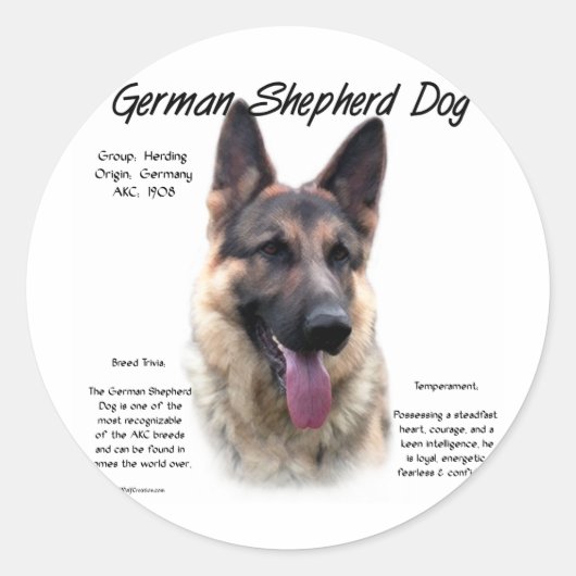 Geschiedenis van de Duitse Shepherd Dog (sable) Ronde Sticker (Voorkant)