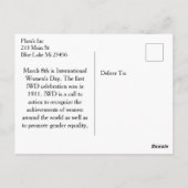 Geschiedenis van de Internationale Vrouwendag Briefkaart (Achterkant)