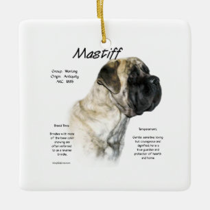 Geschiedenis van de omgekeerde gestreepte Mastiff Keramisch Ornament
