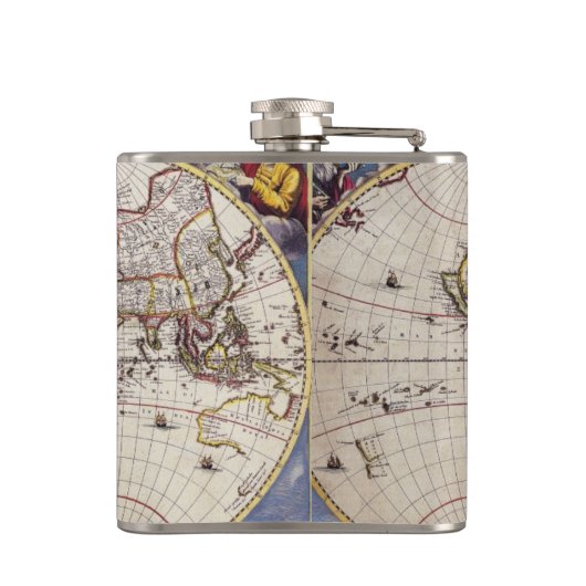  Geschiedenis van de Oude Wereldkaart Heupfles (Achterkant)