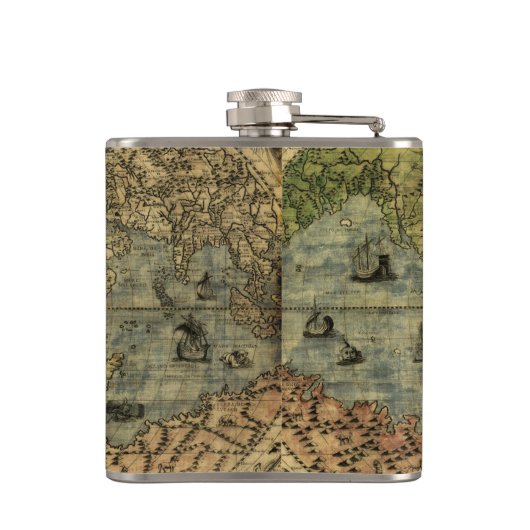  Geschiedenis van de Oude Wereldkaart Heupfles (Achterkant)