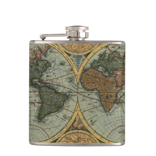  Geschiedenis van de Oude Wereldkaart Heupfles (Voorkant)