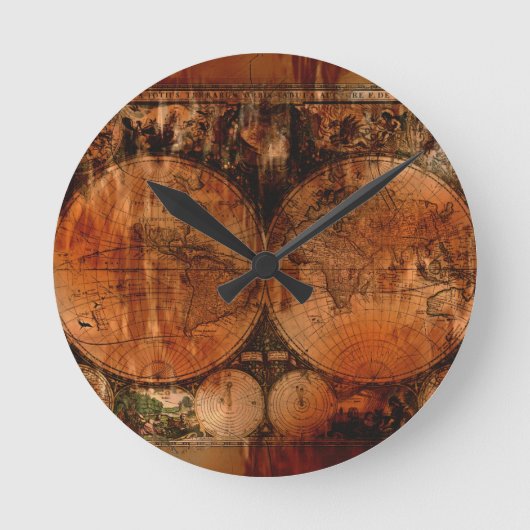  Geschiedenis van de Oude Wereldkaart Ronde Klok (Voorkant)