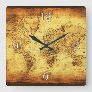  Geschiedenis van de Oude Wereldkaart Vierkante Klok