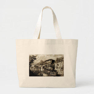 Geschiedenis van de stoommotor grote tote bag