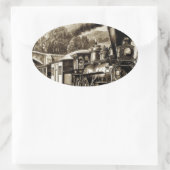 Geschiedenis van de stoommotor ovale sticker (Tas)