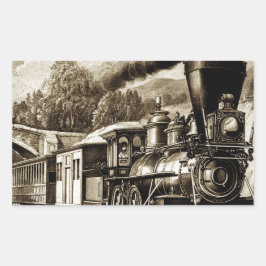 Geschiedenis van de stoommotor rechthoekige sticker