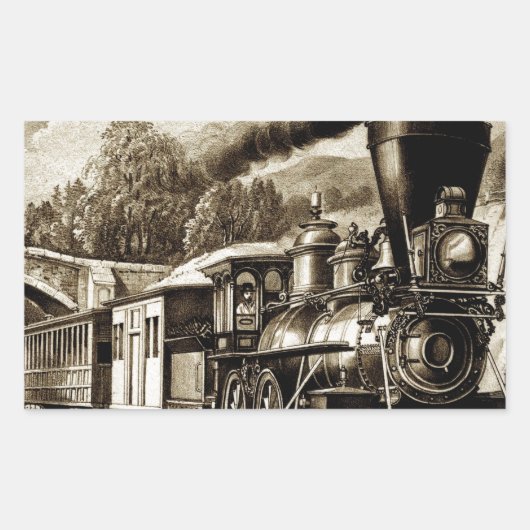Geschiedenis van de stoommotor rechthoekige sticker (Voorkant)