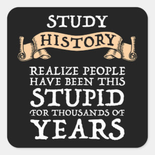 Geschiedenis van de studie - realiseer me dat mens vierkante sticker