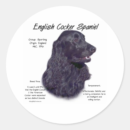 Geschiedenis van de zwarte Engelse Cocker Spaniel Ronde Sticker (Voorkant)