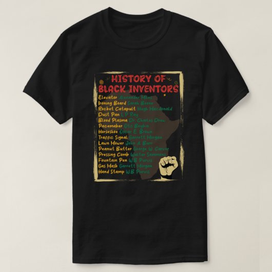 Geschiedenis van de zwarte uitvinders en hun uitvi t-shirt (Design voorkant)