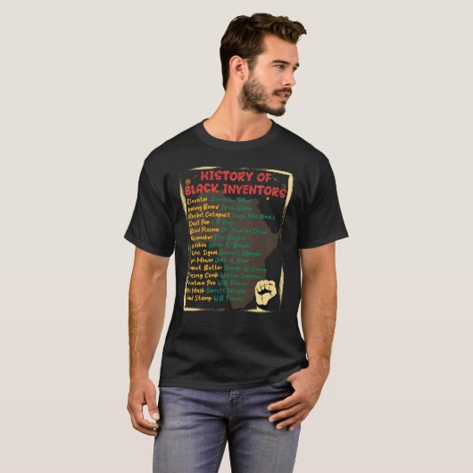 Geschiedenis van de zwarte uitvinders en hun uitvi t-shirt (Voorkant volledig)