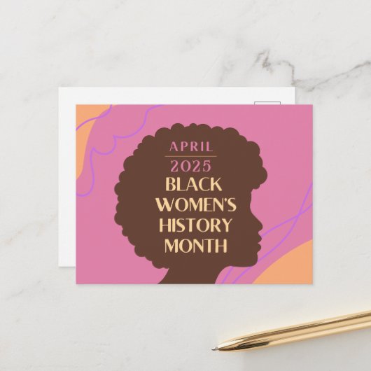 Geschiedenis van de Zwarte Vrouwen Maand Briefkaart (Voorkant / Achterkant in situ)