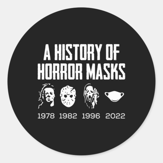 Geschiedenis van horrormaskers Lazy Halloween Cost Ronde Sticker (Voorkant)