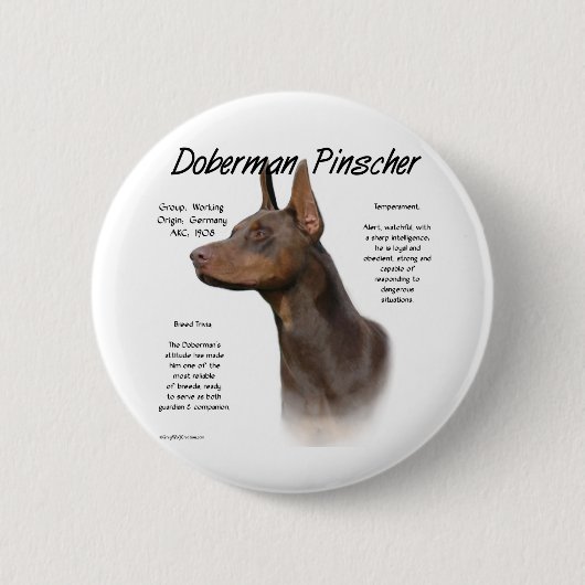 Geschiedenis van Red Doberman Ronde Button 5,7 Cm (Voorkant)