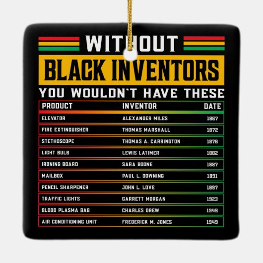 Geschiedenis van vergeten zwarte uitvinders keramisch ornament (Achterkant)