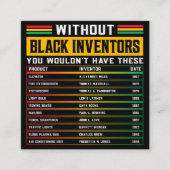 Geschiedenis van vergeten zwarte uitvinders vierkante visitekaartje (Voorkant)