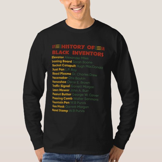 Geschiedenis van zwarte uitvinders t-shirt (Voorkant)
