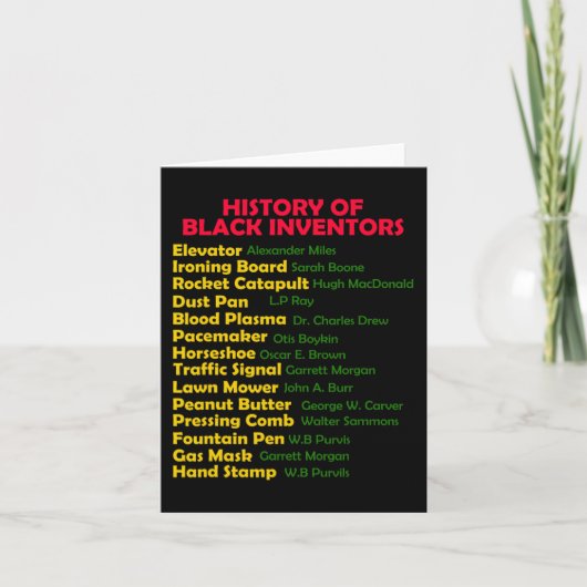 Geschiedenis van zwarte uitvinders Zwarte Geschied Kaart (Voorkant)